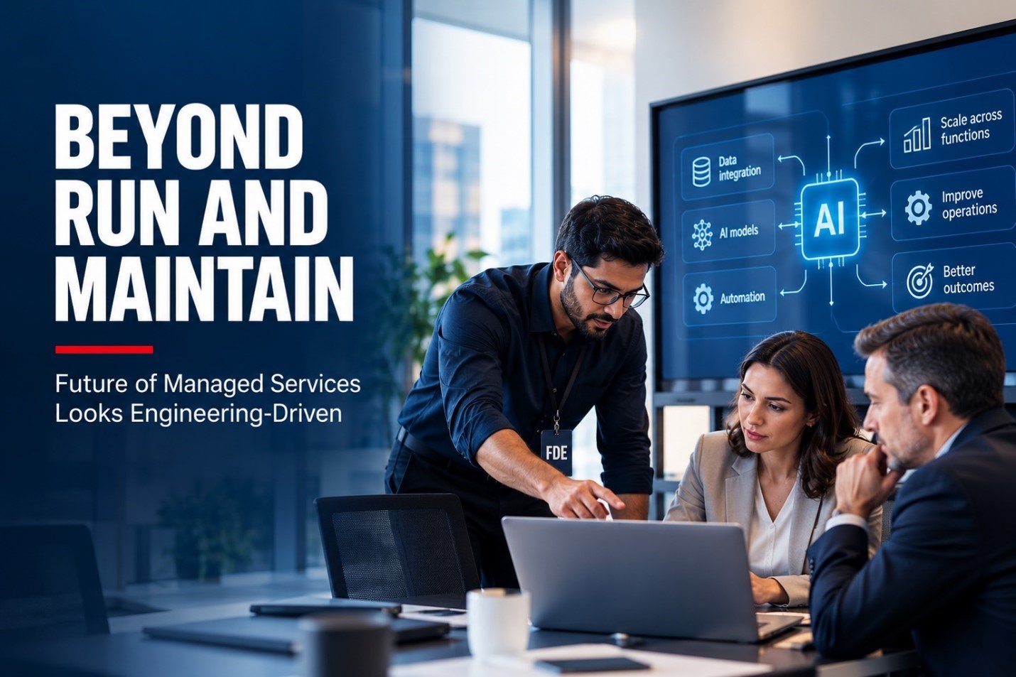 AI-powered managed services team working on engineering-driven business solutions